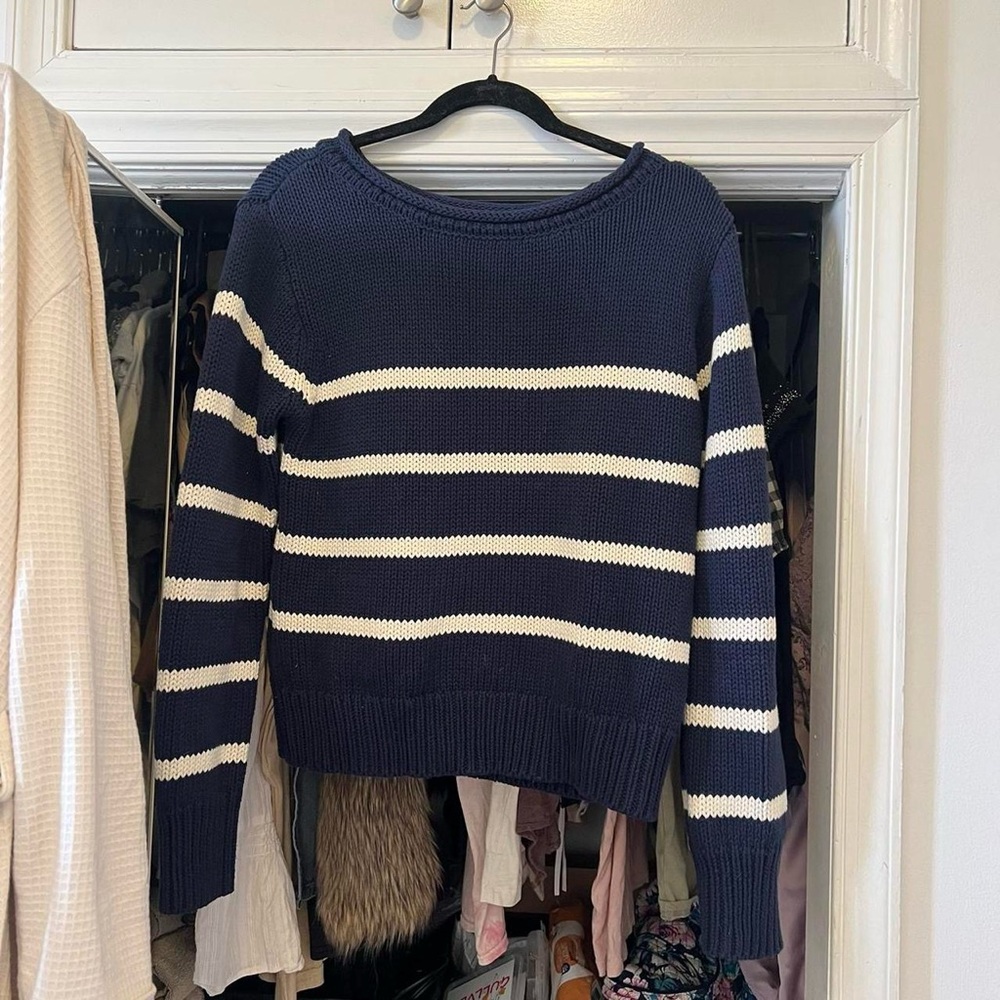 Navy and White Striped Sweater